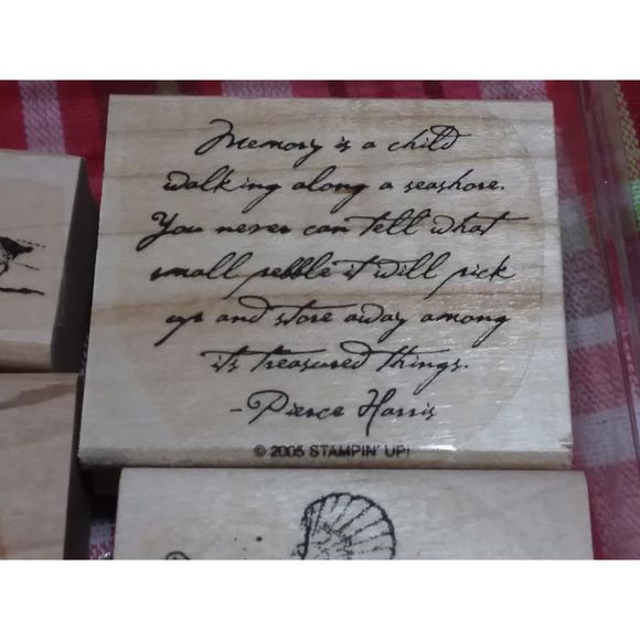 Stampin Up Wood Mount Set ~Along the Shore~ Shells Sea Gulls Chair Rubber Stamp - Picture 5 of 8